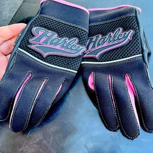 Harley Davidson genuine leather & polyester gloves size XS